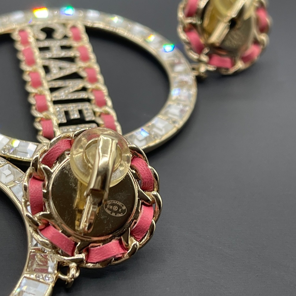 Chanel Baguette Crystal Dangle Drop Hoop Earrings - Picture 10 of 16